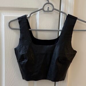 Commando pleather Black Crop Top. Size xs
